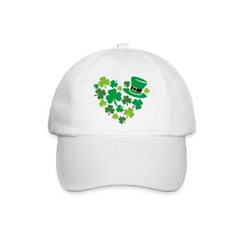 Herzförmiges Kleeblatt zum St. Patrick Tag - Baseballkappe - Weiß/Weiß - Vorne
