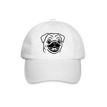 TinyPaws Black & White Edition Mops Style b - Baseballkappe - Weiß/Weiß - Vorne