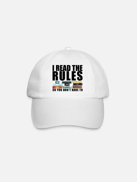 Brettspiele lustiger Spruch - Regeln gelesen - Baseballkappe - Weiß/Weiß