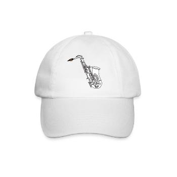 Saxophon Zeichnung - Baseballkappe - Weiß/Weiß - Vorne