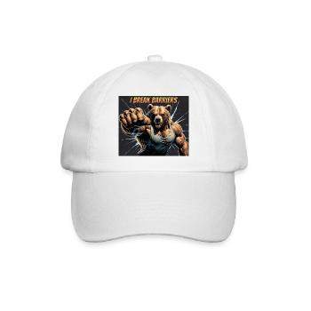 Motivierender muskulöser Bär – Motivations-T-Shirt - Baseballkappe - Weiß/Weiß - Vorne