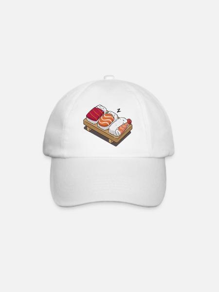 Sushi Schlafen - Baseballkappe - Weiß/Weiß