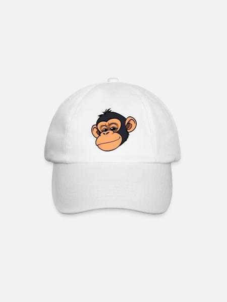 Affe Schimpanse - Baseballkappe - Weiß/Weiß