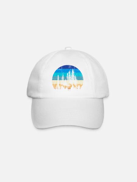 Sunset Forest Silhouette Print - Baseballkappe - Weiß/Weiß