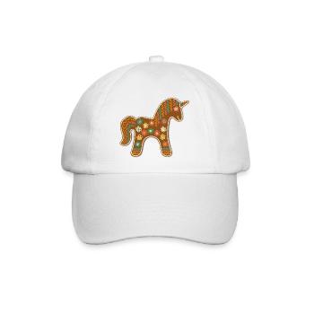 Niedliches Lebkuchen Einhorn Weihnachten Xmas Deko - Baseballkappe - Weiß/Weiß - Vorne