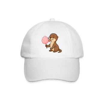 Niedliches Otter mit Zuckerwatte - Baseballkappe - Weiß/Weiß - Vorne