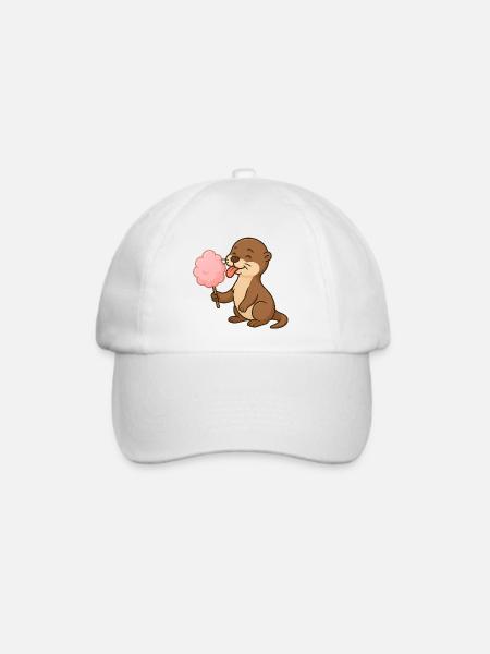 Niedliches Otter mit Zuckerwatte - Baseballkappe - Weiß/Weiß