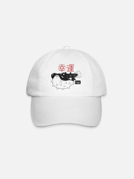 Fugu Fisch - 'Good Luck' - Baseballkappe - Weiß/Weiß