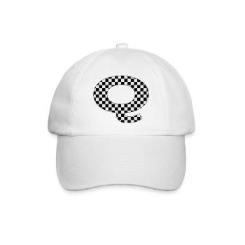 Checkerboard Muster Buchstabe Q - Baseballkappe - Weiß/Weiß - Vorne