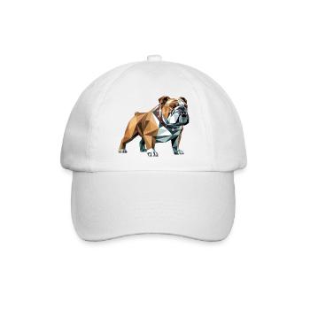 Bulldog - Cooles Low Poly Logo - Baseballkappe - Weiß/Weiß - Vorne