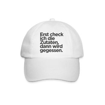 Zutaten zuerst Spruch - Baseballkappe - Weiß/Weiß - Vorne