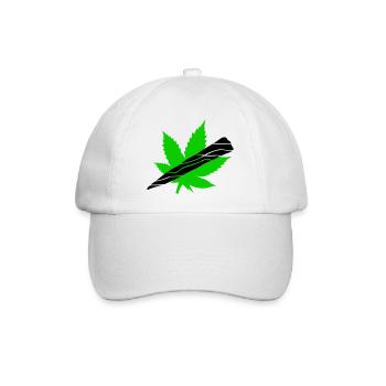 Neon Cannabisblatt Grafik - Baseballkappe - Weiß/Weiß - Vorne