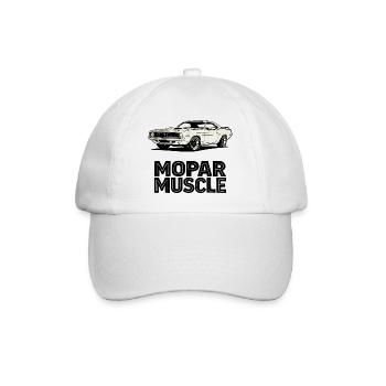 Mopar Muscle – Retro Line Art Fahrgeschäft - Baseballkappe - Weiß/Weiß - Vorne