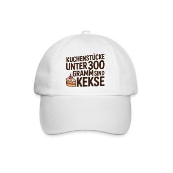  Kuchenstücke Unter 300 Gramm Sind Kekse Lustiger - Baseballkappe - Weiß/Weiß - Vorne