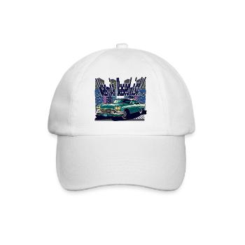 Retro Neon City Car 1950er Stil (Based!) - Baseballkappe - Weiß/Weiß - Vorne