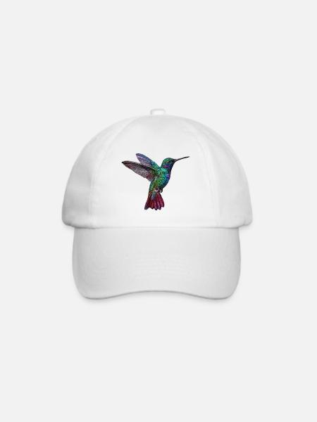 Kolibri im bestickten Look (gedruckt) - Baseballkappe - Weiß/Weiß