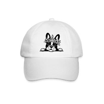 Französische Bulldogge - Baseballkappe - Weiß/Weiß - Vorne