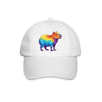 Bunte Capybara-Regenbogen-Pop-Art-Aquarell - Baseballkappe - Weiß/Weiß - Vorne