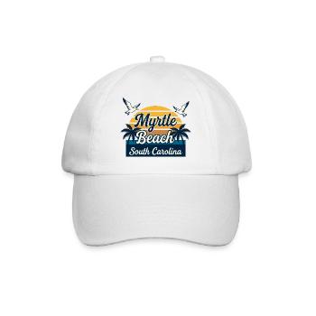 Myrtle Beach, South Carolina Retro-Sonnenuntergangsurlaub - Baseballkappe - Weiß/Weiß - Vorne
