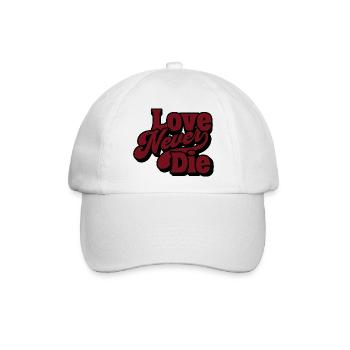 Love Never Die – Vintage Script Statement - Baseballkappe - Weiß/Weiß - Vorne
