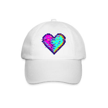 Glitchherz Neon Pixel Herz Love - Baseballkappe - Weiß/Weiß - Vorne