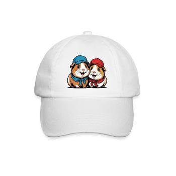 Süße Meerschweinchen Freunde – Lustiges Tiermotiv - Baseballkappe - Weiß/Weiß - Vorne