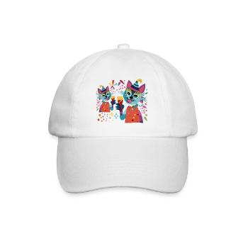Kuschelige Partykatzen Neonfarben - Baseballkappe - Weiß/Weiß - Vorne