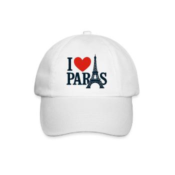 Ich liebe Paris Eiffel Herz - Baseballkappe - Weiß/Weiß - Vorne