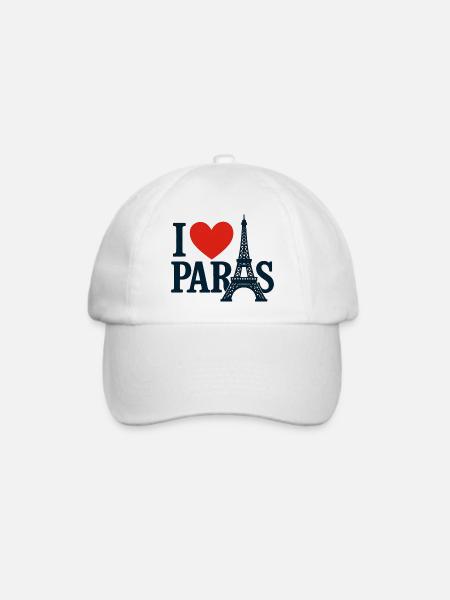 Ich liebe Paris Eiffel Herz - Baseballkappe - Weiß/Weiß