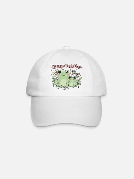 Always Together: Süße Frösche & Blumen Design - Baseballkappe - Weiß/Weiß