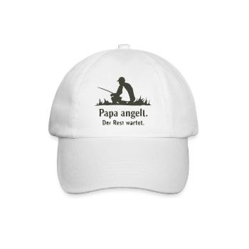 Papa angelt Der Rest wartet - Baseballkappe - Weiß/Weiß - Vorne