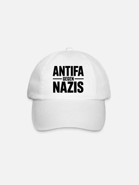 Antifa gegen Nazis - Antifa Logo - Baseballkappe - Weiß/Weiß