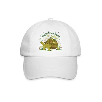 Respect Our Home Turtle Nature Environment Graphic - Baseballkappe - Weiß/Weiß - Vorne