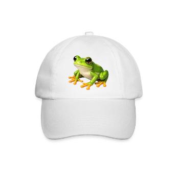 Grüner Frosch Illustration - Baseballkappe - Weiß/Weiß - Vorne