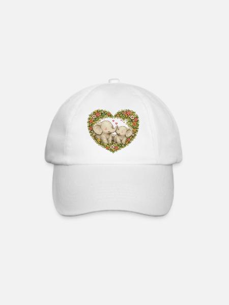 Floral Heart Elefantenkuss - Baseballkappe - Weiß/Weiß