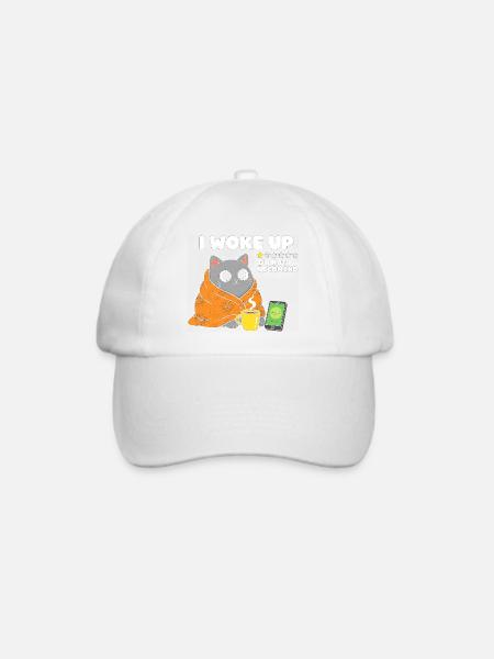 Katzenmorgentasse Kuscheldecke - Baseballkappe - Weiß/Weiß