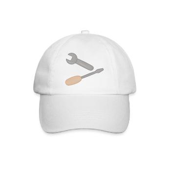Werkzeugduo: Schraubenschlüssel & Schraubendreher - Baseballkappe - Weiß/Weiß - Vorne