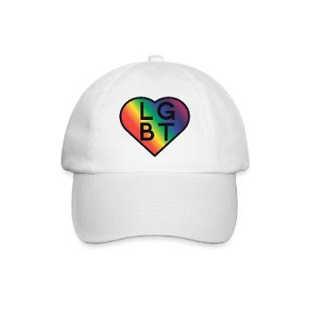 LGBT Rainbow Heart Pride Design - Baseballkappe - Weiß/Weiß - Vorne