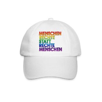 Regenbogen Statement Spruch Menschenrechte - Baseballkappe - Weiß/Weiß - Vorne