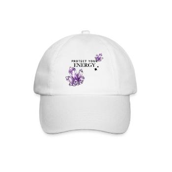 Violette Kristallcluster auf Schwarz - Baseballkappe - Weiß/Weiß - Vorne