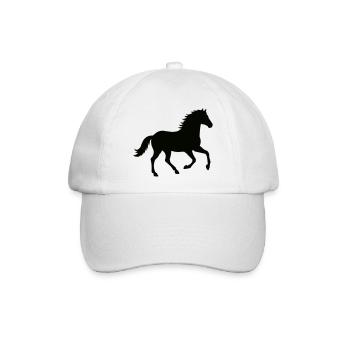 Pferdesilhouette im Galopp - Baseballkappe - Weiß/Weiß - Vorne