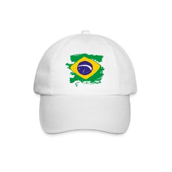 Brasilien Flagge - Baseballkappe - Weiß/Weiß - Vorne