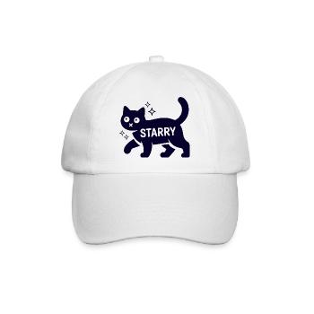 Samtpfote Starry Lustig Monochrom Katze - Baseballkappe - Weiß/Weiß - Vorne