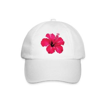 Hibiskus Neon Glow Fuchsia - Baseballkappe - Weiß/Weiß - Vorne