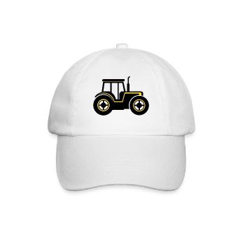 Schwarz-gelber Traktor-Icon-Aufkleber - Baseballkappe - Weiß/Weiß - Vorne