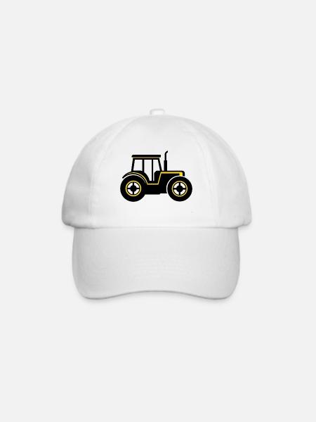 Schwarz-gelber Traktor-Icon-Aufkleber - Baseballkappe - Weiß/Weiß