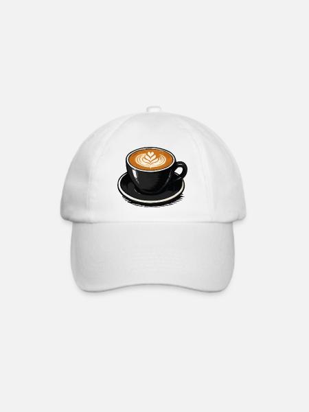 Kaffeeherz Latte Kunst - Baseballkappe - Weiß/Weiß