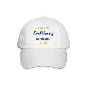 Endlich Erstklassig Schulkind 2026 Einschulung - Baseballkappe - Weiß/Weiß - Vorne