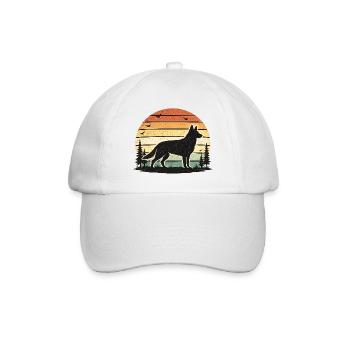 Wolfsruf im Retro-Sonnenuntergang - Baseballkappe - Weiß/Weiß - Vorne
