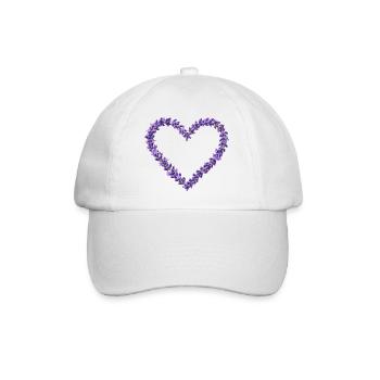 Lavendelherz aus violetten Blüten - Baseballkappe - Weiß/Weiß - Vorne